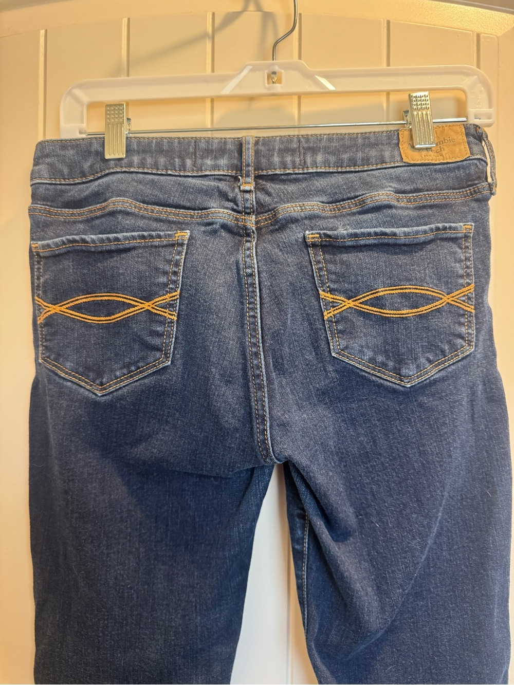Abercrombie & Fitch Dark Blue Skinny Jeans with Yellow Stitching